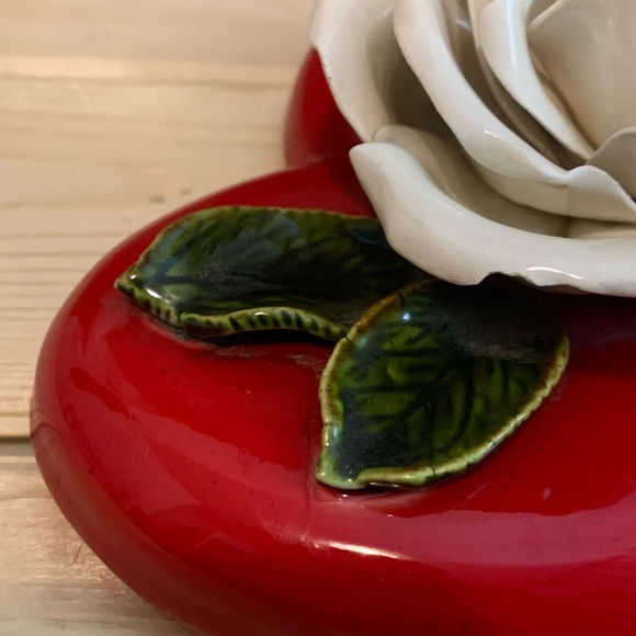 Vintage Red Heart Romantic Trinket Box-70s to 80s-Ceramic - Picture 9 of 15